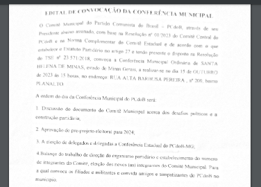 EDITAL DE CONVOCAÇÃO CONFERÊNCIA MUNICIPAL DE SANTA HELENA DE MINAS